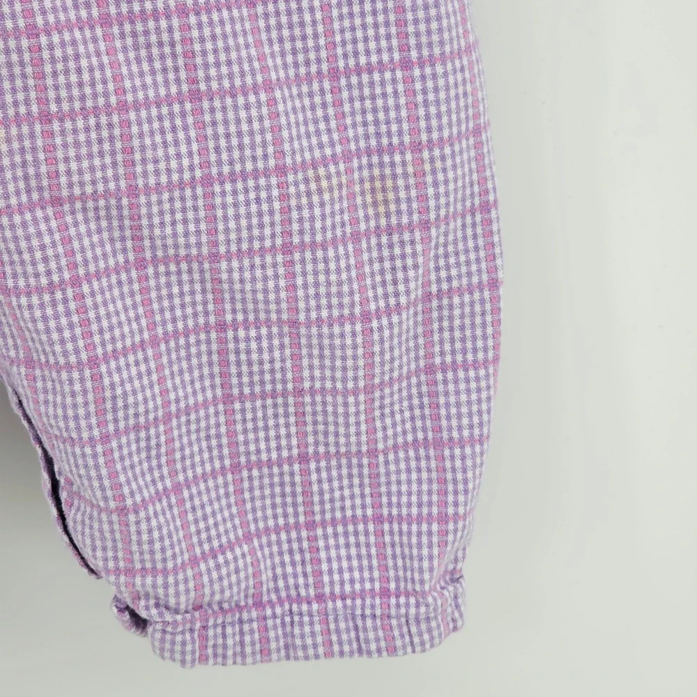 OshKosh Bgosh Vintage Baby Girls Purple Gingham Plaid Retro Overalls Vintage 18M